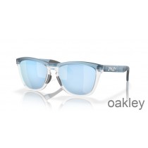 Oakley Frogskins Range Prizm Deep Water Polarized Lenses Transparent Stonewash Frame Sunglasses