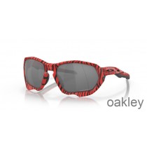 Oakley Plazma (Low Bridge Fit) Prizm Black Lenses Red Tiger Frame Sunglasses