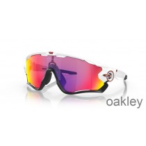 Sluneční brýle Oakley Jawbreaker Prizm Road čočky s bílým leštěným rámem