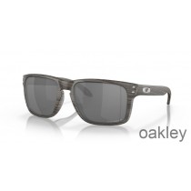 Óculos de sol Oakley Holbrook XL Prizm pretos com lentes polarizadas Woodgrain Moldura