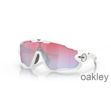 Oakley Jawbreaker Premio Nieve Gafas de sol con montura blanca pulida y lentes de zafiro